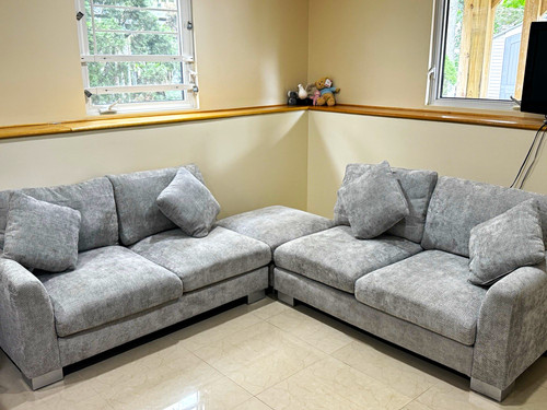 Gray fabric shaped sectional - gray,