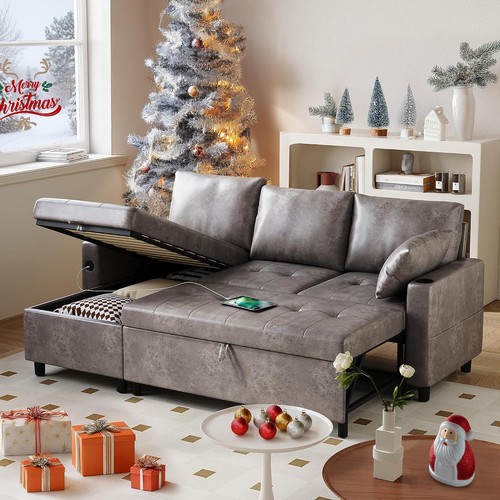 Faux leather shaped sofa - faux, l
