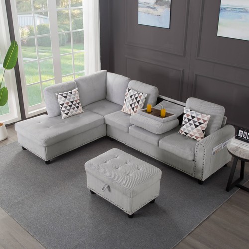 Light gray l shaped - 94.5",