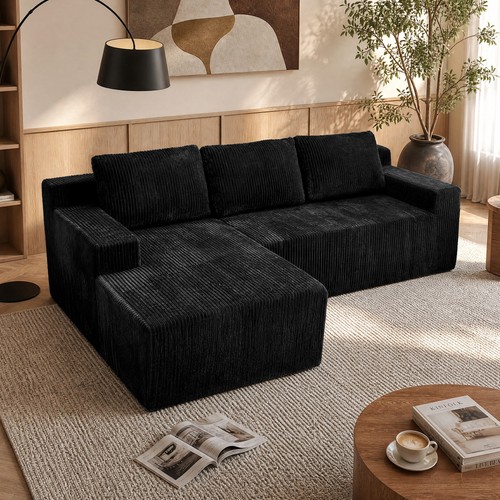 Black corduroy modular - black,