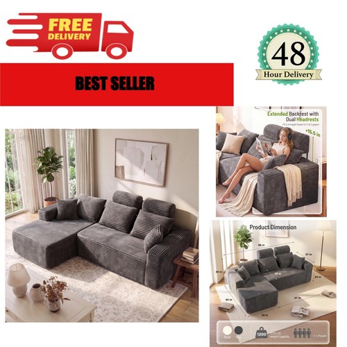 Shaped sectional sofa - 96", l