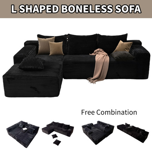 Shaped boneless couch sofa - l-shaped,