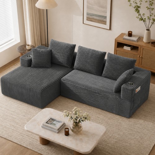 Corduroy modular couch - 95",