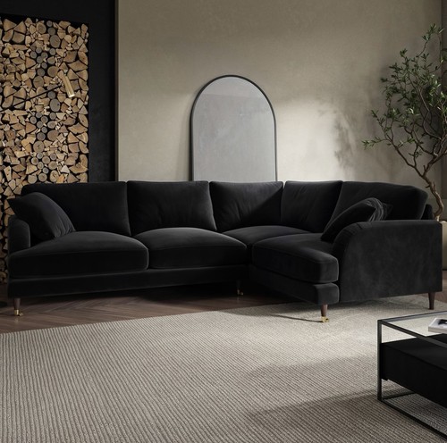 Seater sofa shaped velvet - seater, l-shaped