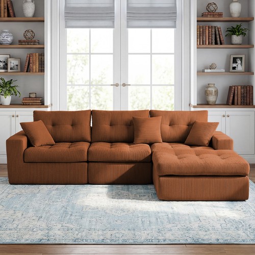Corduroy corner chaise - corner,