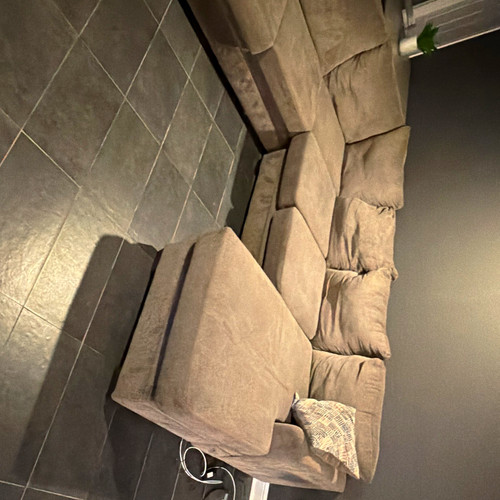 Beige fabric shape sectional - beige,