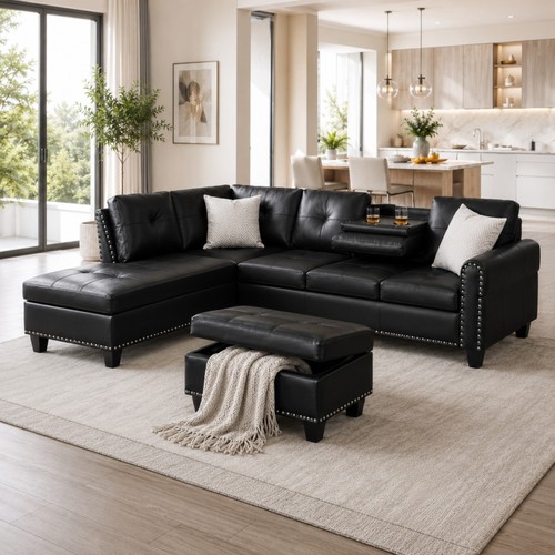 Black faux leather - 98",