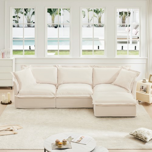 Shaped slipcovered sectional - l-shaped,
