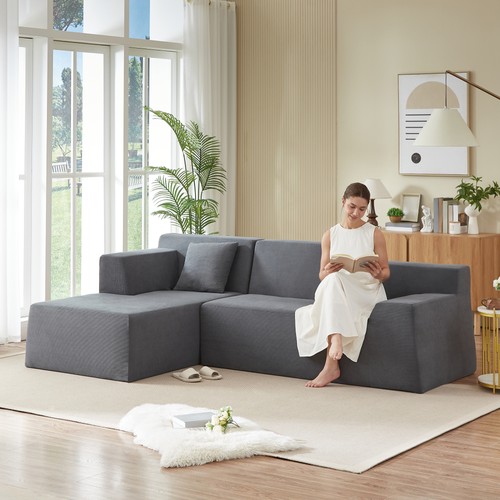 Corduroy shaped sectional - corduroy, l