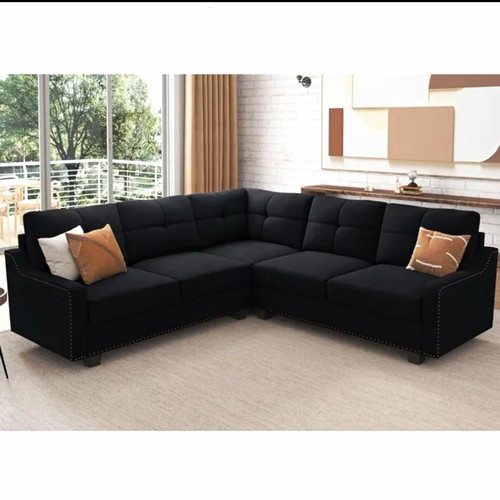 Black shaped sectional - l-shaped, sofa