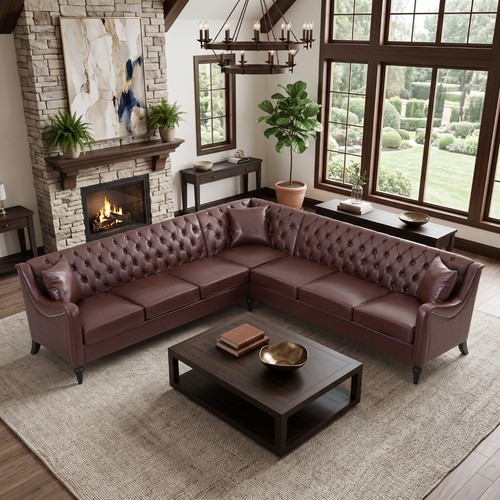 Chesterfield shaped faux - chesterfield, l-shaped